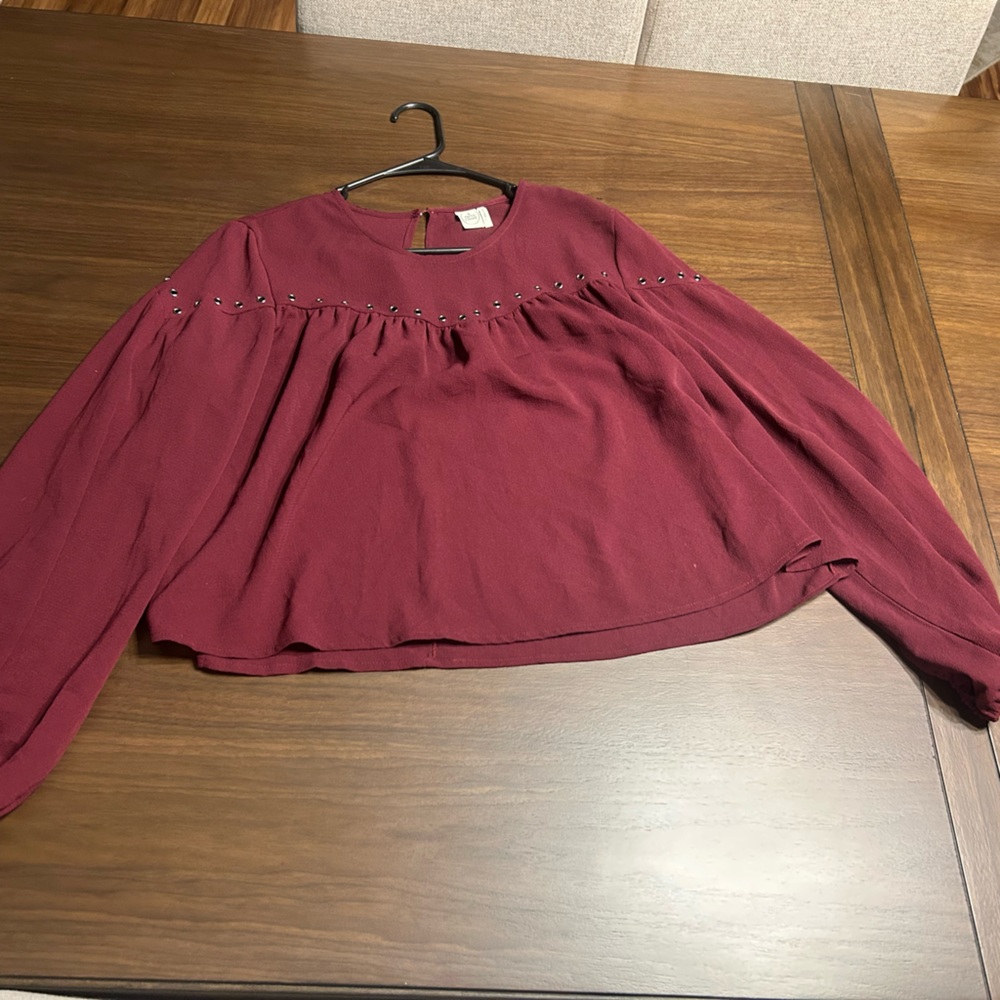 Paper Crane Maroon Long Sleeve Top